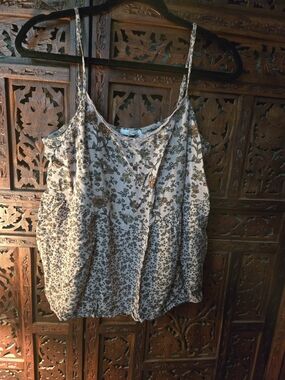 Maurices Floral Spaghetti Strap Tank Top - Cream & Brown